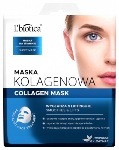 L'biotica - Collagen Mask - Wygładzająco-liftingująca maska kolagenowa do twarzy - 1 sztuka