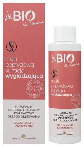 beBIO - Multi Peptide Smoothing Treatment - Deeply Nourishing Bi-Phase Oil for Hair Oiling - Multi peptydowa kuracja wygładzająca - Naturalny, głęboko odżywczy dwufazowy olej do olejowania - Włosy suche i zniszczone - 100 ml