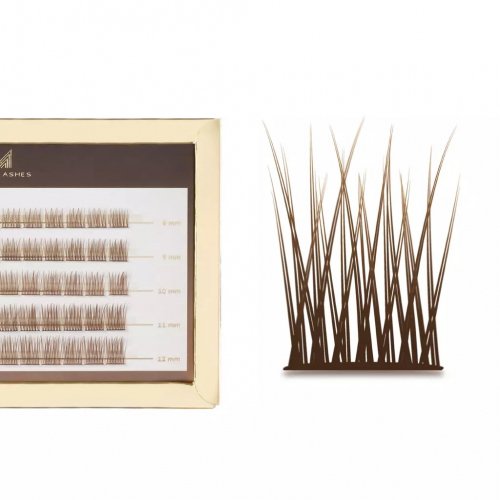 Many Beauty - Many Lashes - Mini Box V-LASHES DIVINE Chocolate - Jedwabne kępki rzęs - Brązowe - 65 sztuk - C