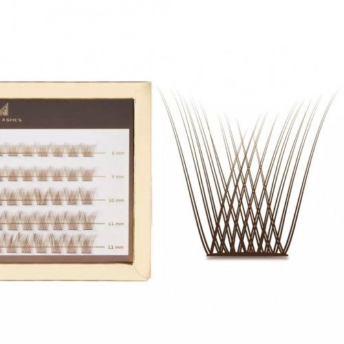 Many Beauty - Many Lashes - Mini Box V-LASHES MERMAID Chocolate - Jedwabne kępki rzęs - Brązowe - 70 sztuk - C