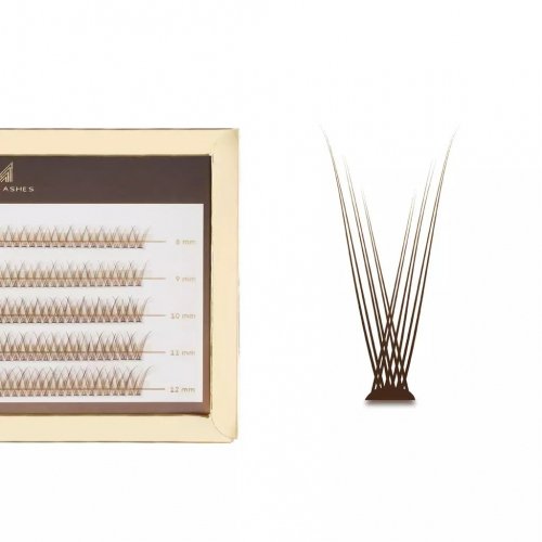 Many Beauty - Many Lashes - Mini Box V-LASHES 0,07 mm Chocolate - Jedwabne kępki rzęs - Brązowe - 200 sztuk - C