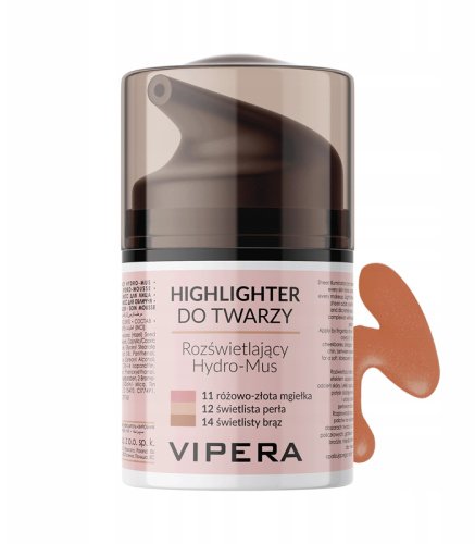VIPERA - Highlights To The Face - Illuminating Touch-up Makeup - Highlighter do twarzy - Rozświetlający hydro-mus do twarzy - 25 ml - 14 - LUMINOUS BRONZE