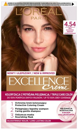 L'Oréal - EXCELLENCE Creme - Koloryzacja do włosów z potrójną pielęgnacją - 4.54 Brąz Mahoniowo-Miedziany