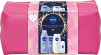 Nivea - BEAUTY COLLECTION - Zestaw prezentowy do pielęgnacji ciała - Żel pod prysznic 250 ml + Krem do rąk 100 ml + Antyperspirant w kulce 50 ml + Mleczko do ciała 250 ml + Kosmetyczka