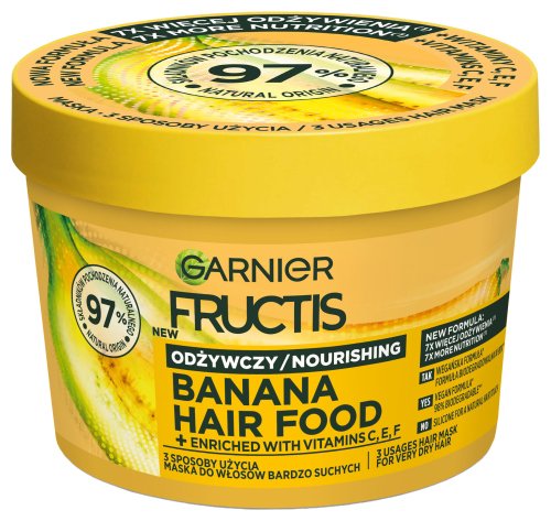 GARNIER - FRUCTIS - BANANA HAIR FOOD MASK - Odżywcza maska do włosów - Banan - 400 ml 