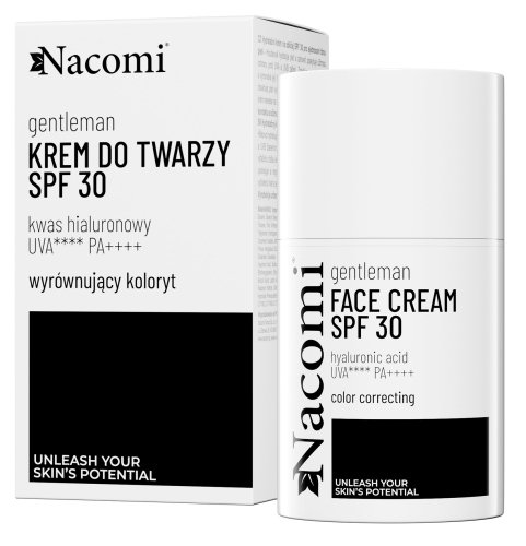 Nacomi - GENTLEMAN - Face Cream SPF30 - Nawilżający krem do twarzy SPF30 wyrównujący koloryt skóry dla mężczyzn - 50 ml 