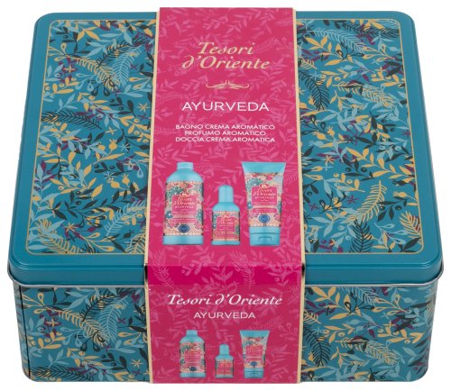 Tesori d'Oriente - AYURVEDA Set - Zestaw prezentowy kosmetyków do pielęgnacji ciała - Płyn do kąpieli 500 ml + Żel pod prysznic 250 ml + Perfumowana woda toaletowa 100 ml