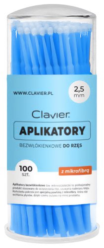 Clavier - Micro Applicator Eyelash Brushes - Aplikatory bezwłókienkowe do rzęs - Niebieskie 2,5 mm - 100 sztuk