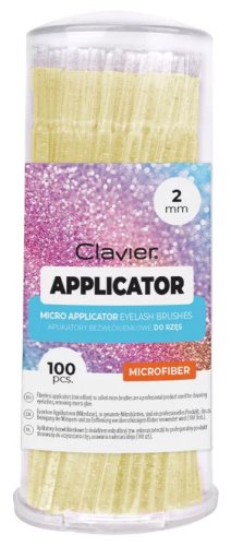 Clavier - Micro Applicator Eyelash Brushes - Lint-free eyelash applicators - Yellow Glitter 2 mm - 100 pieces