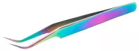 Clavier - Stainless Steel Tweezers - Skośna pęseta do rzęs - Tęczowa - PT4