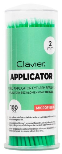 Clavier - Micro Applicator Eyelash Brushes - Aplikatory bezwłókienkowe do rzęs - Zielone 2 mm - 100 sztuk
