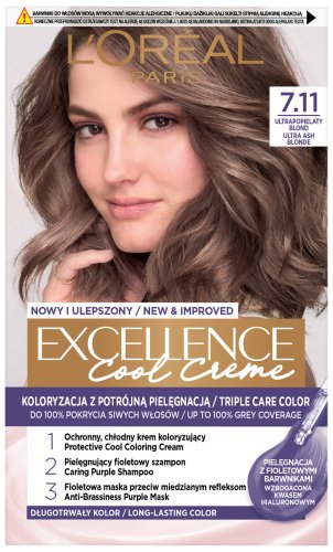 L'Oréal - EXCELLENCE Cool Creme - 7.11 Ultra Ash Blonde - Kremowa koloryzacja o zaawansowanej, potrójnej ochronie - Ultrapopielaty Blond