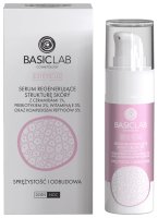 BASICLAB - ESTETICUS - Serum regenerujące strukturę skóry z ceramidami 1%, prebiotykiem 2%, witaminą E 3% oraz kompleksem peptydów 5% - Sprężystość i odbudowa -  30 ml 