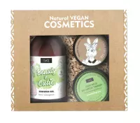 LaQ - Beauty & Cutie - Na Wyjście z Twarzą - Kiwi i Winogrona - Zestaw prezentowy dla kobiet - Żel pod prysznic 500 ml + Masełko do twarzy 50 ml + Lekki mus do mycia twarzy 40 g