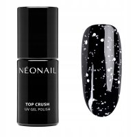 NeoNail - TOP CRUSH BLACK GLOSS - UV GEL POLISH - Błyszczący top hybrydowy z czarnymi drobinkami - 7,2 ml - 9900-7