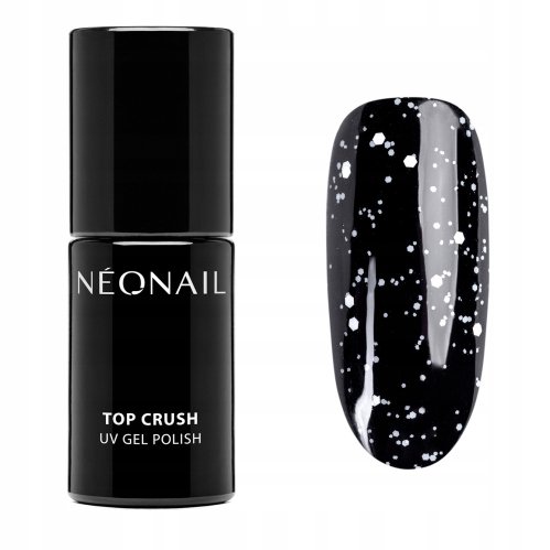 NeoNail - TOP CRUSH BLACK GLOSS - UV GEL POLISH - Błyszczący top hybrydowy z czarnymi drobinkami - 7,2 ml - 9900-7