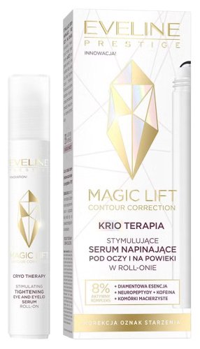 Eveline Cosmetics - PRESTIGE - MAGIC LIFT - Contour Correction - Cryo Therapy Stimulating Tightening Eye and Eyelid Serum Roll-On - Mask - Krio terapia - Stymulujące serum napinające pod oczy i na powieki w roll-onie - 15 ml