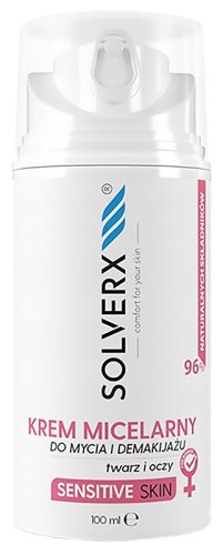 SOLVERX - Sensitive Skin - Micellar Cream for Cleansing and Removing Make-Up from the Face and Eyes - 100 ml