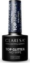 CLARESA - TOP NO WIPE - Brokatowy top hybrydowy UV/LED - 5 g  - GLITTER BLUE  - GLITTER BLUE 