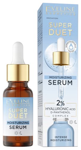 Eveline Cosmetics - SUPER DUET - Moisturizing Serum - Nawilżające serum do twarzy z 2% kwasem hialuronowym - 18 ml