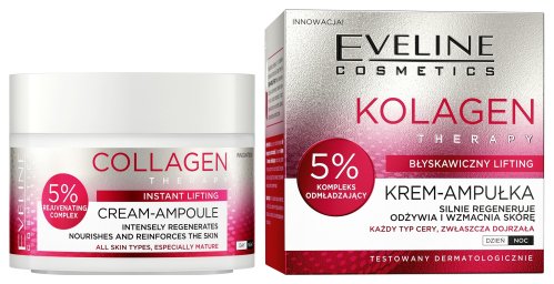 Eveline Cosmetics - Collagen Therapy - Cream-Ampoule - Liftingujący krem-ampułka do twarzy z kolagenem - Dzień/Noc - 50 ml