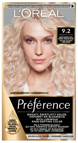 L'Oréal - Préférence - Permanent Haircolor 92 WARSAW - Farba do włosów - Trwała koloryzacja - Bardzo Jasny Beżowo-Perłowy Blond