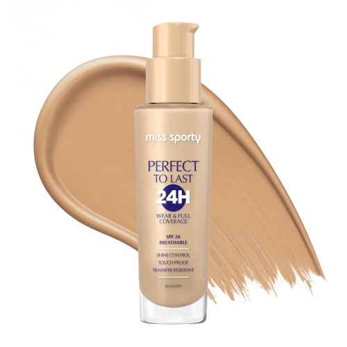 Miss Sporty - Perfect to Last 24H SPF20 Foundation - Trwały podkład do twarzy - 30 ml - 10 IVORY