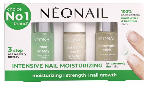 NeoNail - Intensive Nail Moisturizing - Zestaw na przebarwione i rozdwajające się paznokcie - Peeling do skórek 6,5 ml + Odżywka 7,2 ml + Olejek do skórek i paznokci 6,5 ml