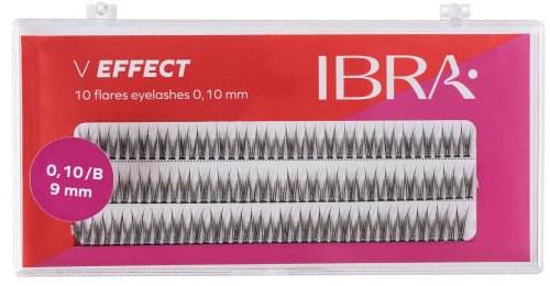 Ibra - V EFFECT - 10 FLARES EYELASH 0,10 mm / B - Kępki sztucznych rzęs - 120 szt - 9 mm