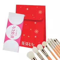 Ibra - Christmas Set - Gift Set 6 - Glow Trio Highlighter Palette + Fresh Set of 9 Makeup Brushes