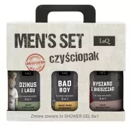 LaQ - MEN'S SET - Czyściopak - Ich Troje Prosto z Lasu - Zestaw 3 żeli pod prysznic - Dzikus z Lasu 500 ml + Bad Boy 500 ml + Ryszard z Bieszczad 500 ml   