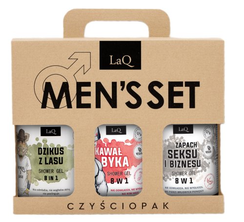 LaQ - MEN'S SET - Czyściopak - Ich Troje Męsko-Męski - Zestaw 3 żeli pod prysznic - Dzikus z Lasu 500 ml + Kawał Byka 500 ml + Doberman 500 ml   