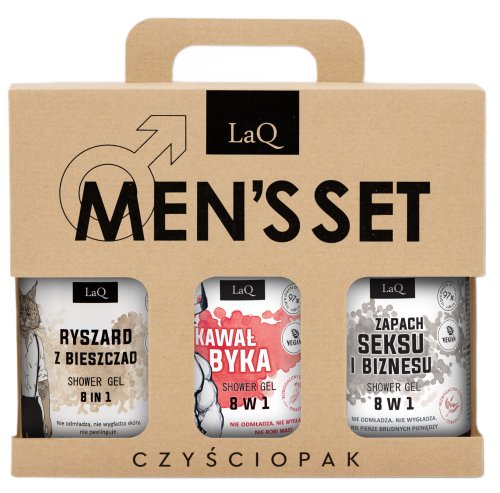 LaQ - MEN'S SET - Czyściopak - Ich Troje Męskie Trio - Set of 3 Shower Gels - Ryszard z Bieszczad 500 ml + Kawał Byka 500 ml + Doberman 500 ml