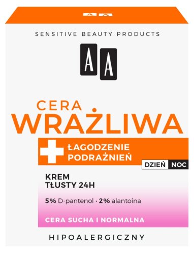AA - Cera Wrażliwa - Tłusty krem do twarzy - Cera sucha i normalna - 50 ml 