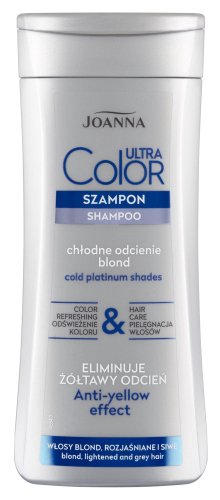 Joanna - Ultra Color Shampoo - Blue - For Blonde, Bleached and Gray Hair - Neutralizes Yellow Tones - 200 ml