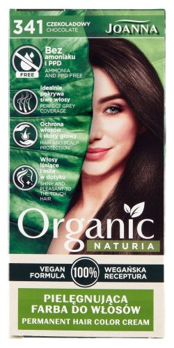 Joanna - Organic Naturia - Permanent Hair Color Cream - Pielęgnująca farba do włosów - Wegańska - 341 Czekoladowy