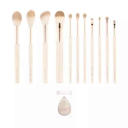 Many Beauty - Many Brushes - Focus on the Good - Zestaw 11 profesjonalnych pędzli do makijażu z gąbeczką i kosmetyczką - Vanilla