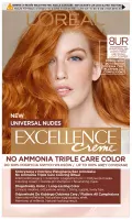 L'Oréal - EXCELLENCE Creme - 8UR UNIVERSAL LIGHT COPPER - Koloryzacja z potrójną pielęgnacją bez amoniaku - Trwała farba do włosów - Uniwersalna Jasna Miedź