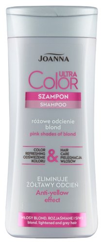 Joanna - Ultra Color Shampoo - Szampon do włosów dający odcień różowego blondu - Neutralizuje żółte refleksy - 200 ml