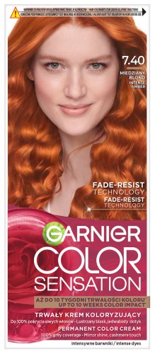 GARNIER - COLOR SENSATION - Permanent Hair Coloring Cream - 7.40 Intense Amber