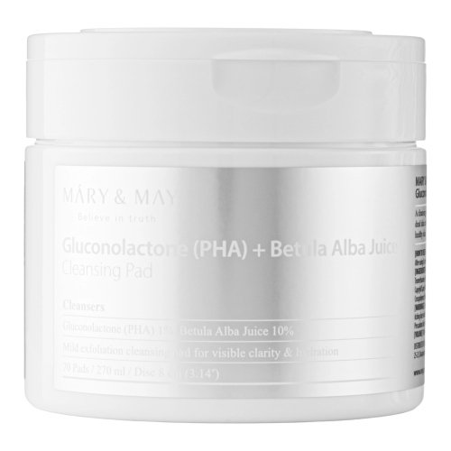 Mary&May - Gluconolactone (PHA) + Betula Alba Juice Cleansing Pad - Płatki oczyszczająco-peelingujące - 70 szt. 
