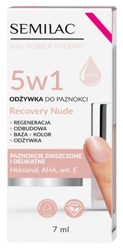 Semilac - Nail Power Therapy - 5in1 Nail Conditioner - Vegan - Recovery Nude - 7 ml