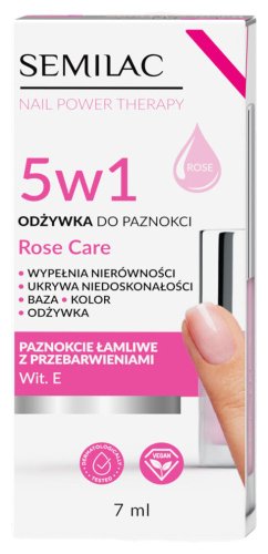 Semilac - Nail Power Therapy - 5in1 Nail Conditioner - Vegan - Rose Care - 7 ml