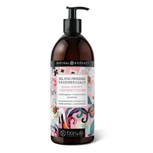 BARWA - Natural Expert - Regenerating Shower Gel - Regenerujący żel pod prysznic - Białe kwiaty + ekstrakty z oliwki - 480 ml 