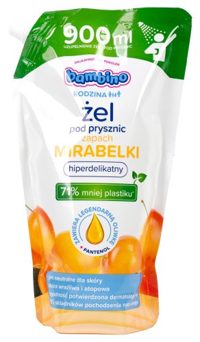 Bambino - RODZINA - Hiperdelikatny żel pod prysznic o zapachu mirabelki - Uzupełnienie - 900 ml