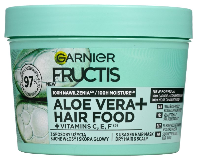 GARNIER - FRUCTIS - ALOE HAIR FOOD MASK - Moisturizing Hair Mask - Aloe -  400 ml