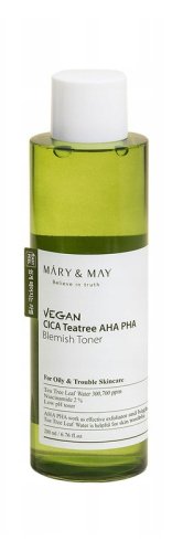 Mary&May - Vegan Cica Tea Tree AHA PHA - Toner - Wegański tonik z kwasami - 200 ml