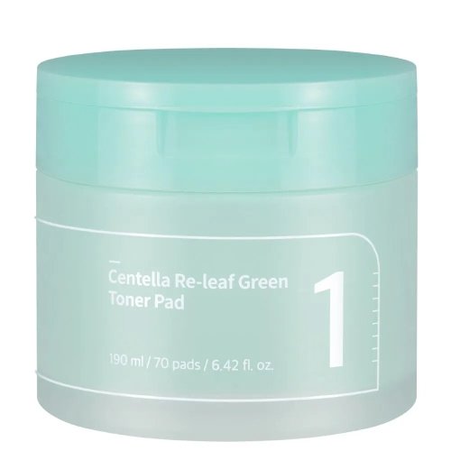 Numbuzin - No 1 Centella Re-leaf Green Toner Pad - Soothing Facial Pads with Centella Asiatica - 70 pcs. 