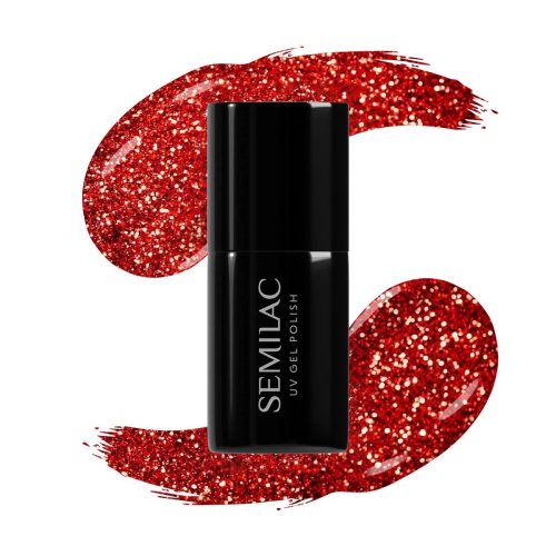 Semilac - Unicorn - UV Gel Polish - Hybrydowy lakier do paznokci - 7 ml - 318 Burgundy Red Glitter