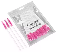 Clavier - Eyelash Brushes - Disposable Eyelash and Eyebrow Brushes - White and Pink - 50 pieces